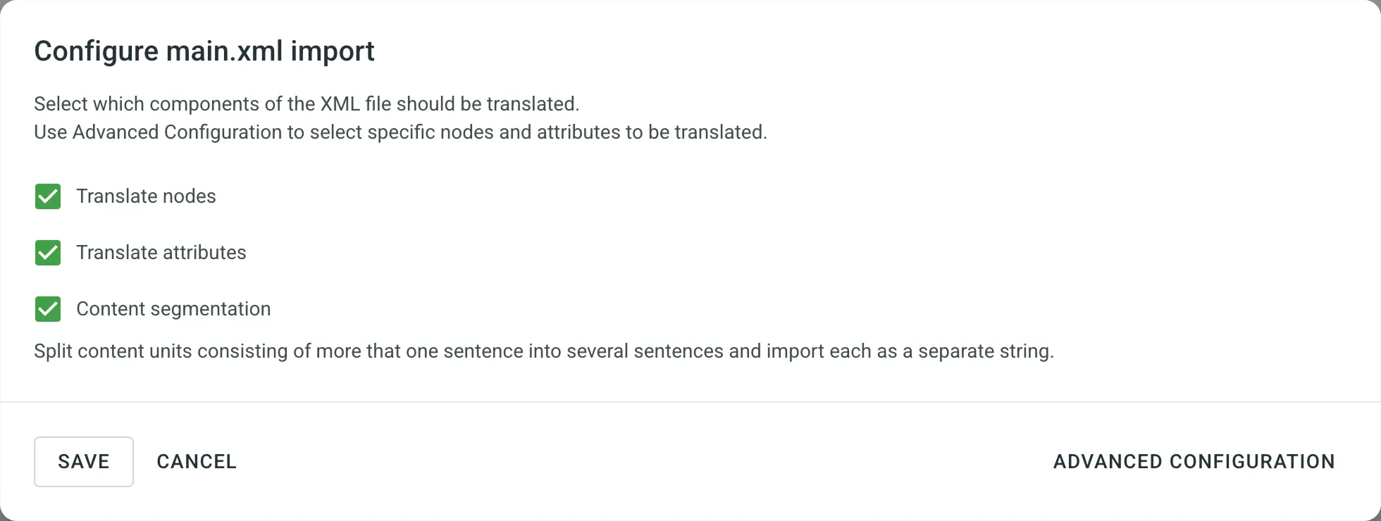XML Basic Configuration